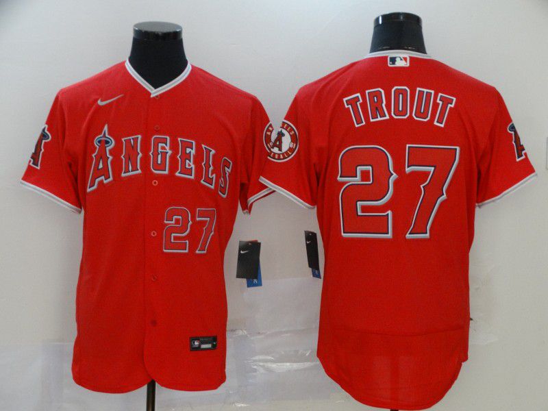 Men Los Angeles Angels #27 Trout Red Nike Elite MLB Jerseys->los angeles angels->MLB Jersey
